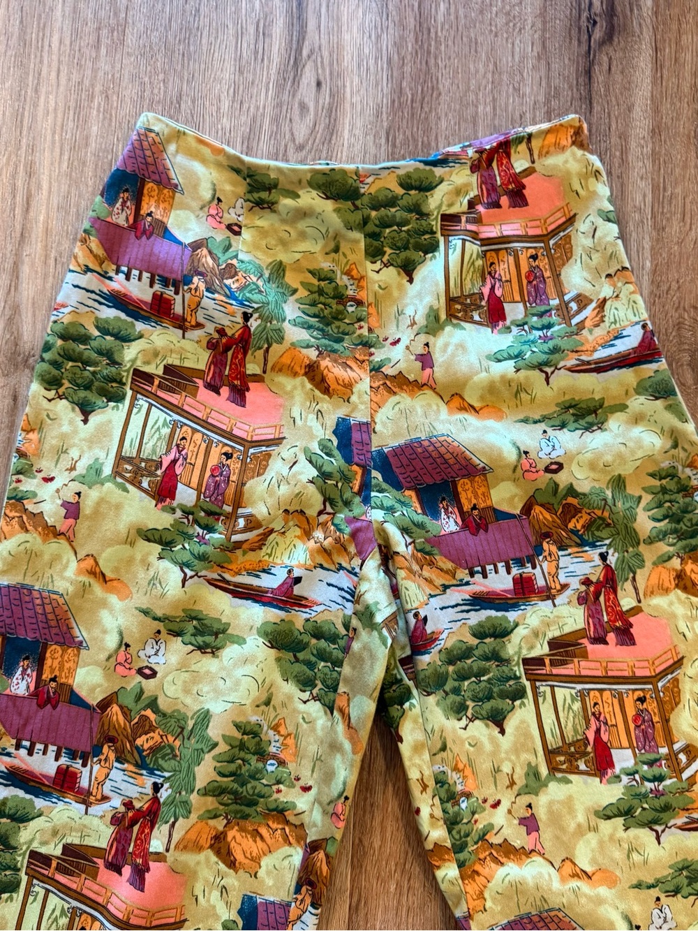 Vintage 90s Y2K Asian Capri Pants Chinoiserie Chinese Colorful Women’s Size XS - Picture 4 of 10